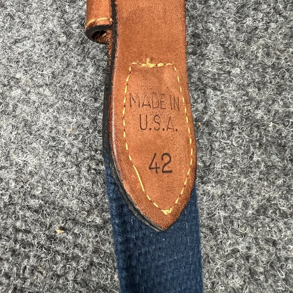 Zep Pro Belt Mens 42 Brown Leather Blue Knit Marlin Embroidered